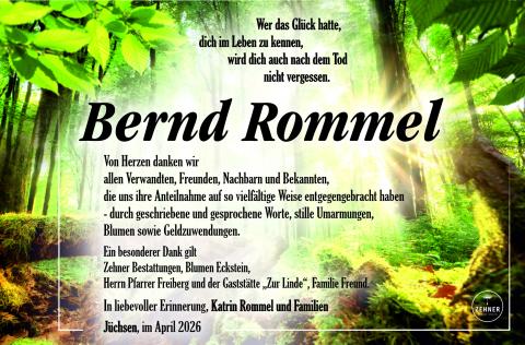 Danksagung Bernd Rommel