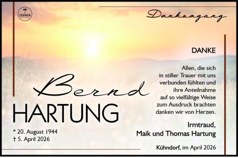 Danksagung Bernd Hartung