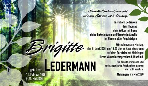 Traueranzeige Brigitte Ledermann