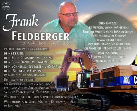 Traueranzeige Frank Feldberger