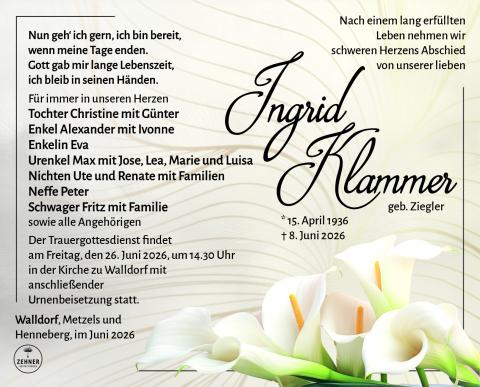 Traueranzeige_Ingrid Klammer