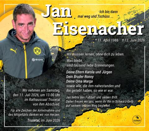 Traueranzeige Jan Eisenacher