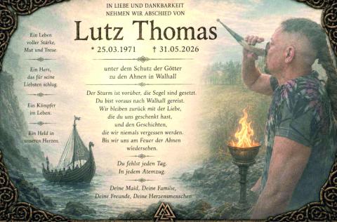 Traueranzeige Thomas Lutz