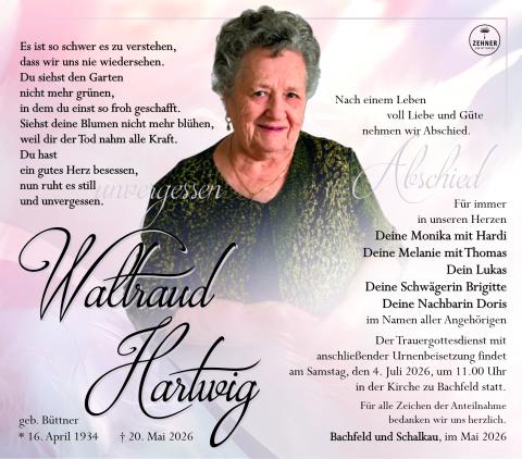 Traueranzeige Waltraud Hartwig