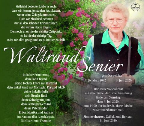 Traueranzeige Waltraud Senier