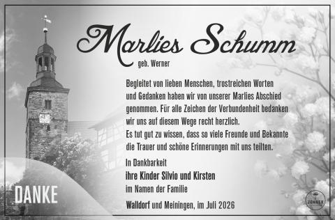 Danksagung Marlies Schumm