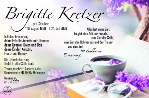 Traueranzeige Brigitte Kretzer