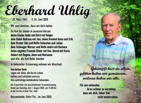 Traueranzeige_Eberhard Uhlig