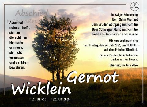 Traueranzeige Gernot Wicklein