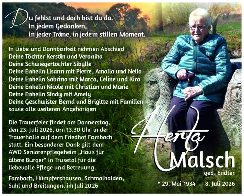 Traueranzeige Helga Malsch