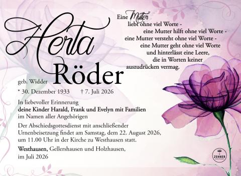 Traueranzeige Herta Röder
