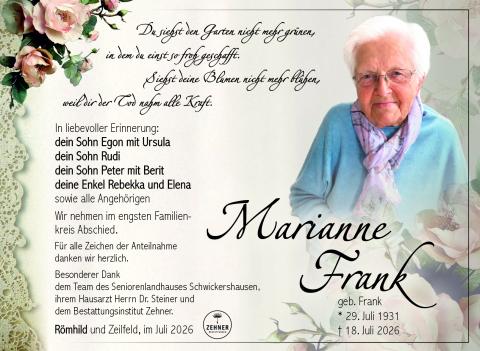 Danksagung Marianne Frank
