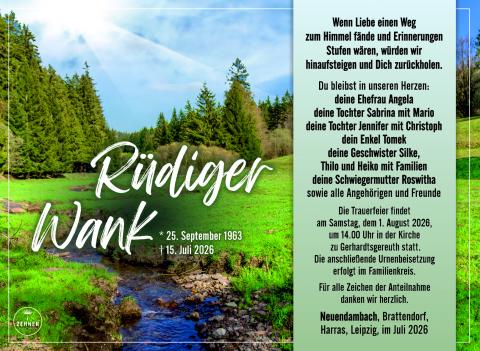 Traueranzeige Rüdiger Wank