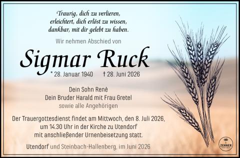 Traueranzeige Sigmar Ruck