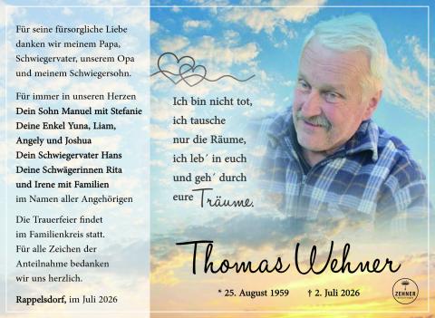 Traueranzeige Thomas Wehner