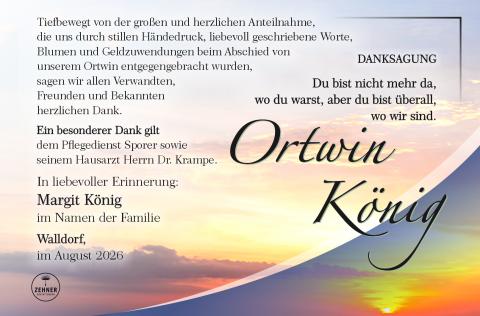 Danksagung Ortwin König