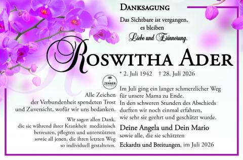 Danksagung Roswitha Ader