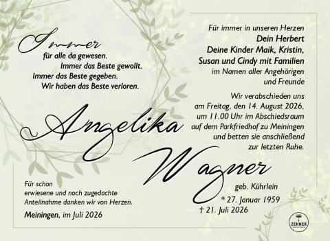 Traueranzeige Angelika Wagner