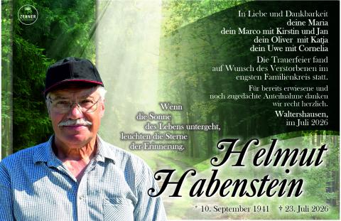 Traueranzeige Helmut Habenstein