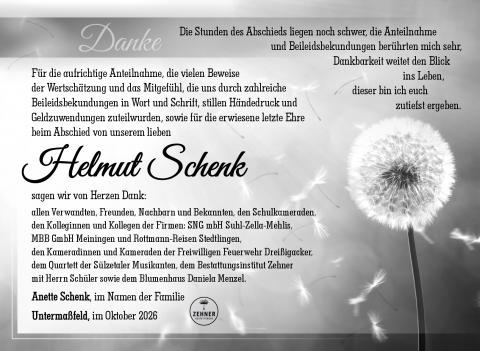 Danksagung Helmut Schenk