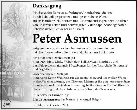 Danksagung Peter Asmussen