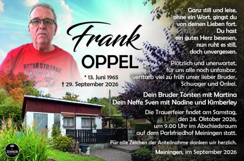 Traueranzeige Frank Oppel