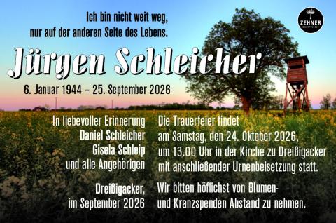 Traueranzeige Jürgen Schleicher