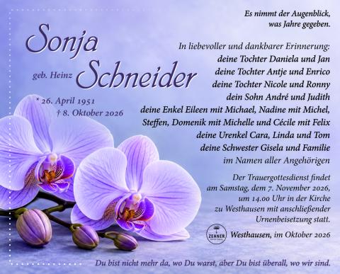 Traueranzeige Sonja Schneider